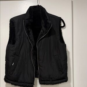 RD Style Reversible Black Vest with Faux Fur